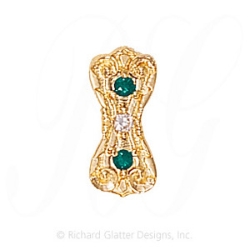 GS435 D/E - 14 Karat Gold Slide with Diamond center and Emerald accents 